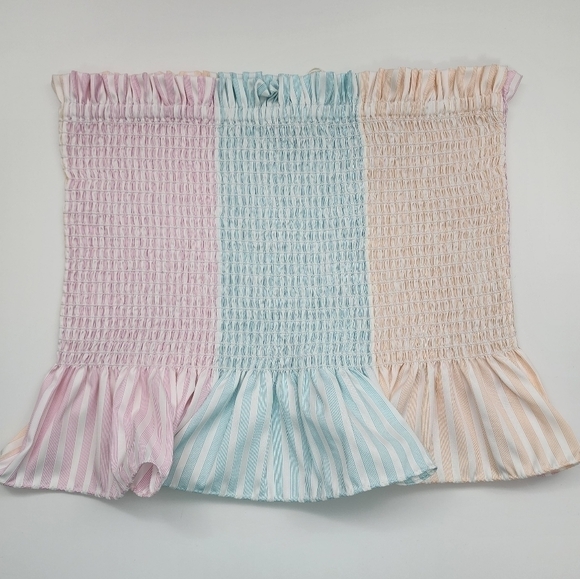 NWT Petersyn Marianna Smocked Strapless Tube Top Tutti Multicolor Stripe Large - Picture 1 of 13